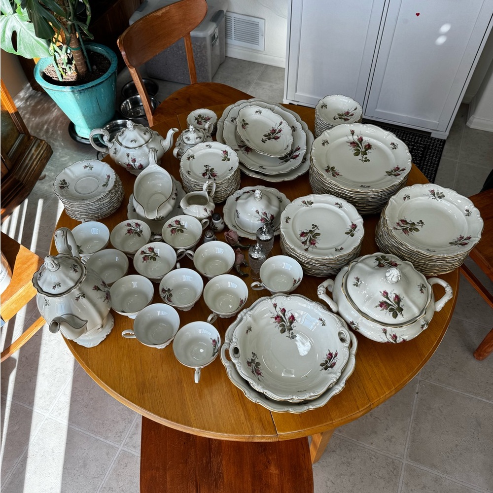 RARE Rosenthal Continental China Set Moss Rose in Ivory 24k Gold Inlay VINTAGE